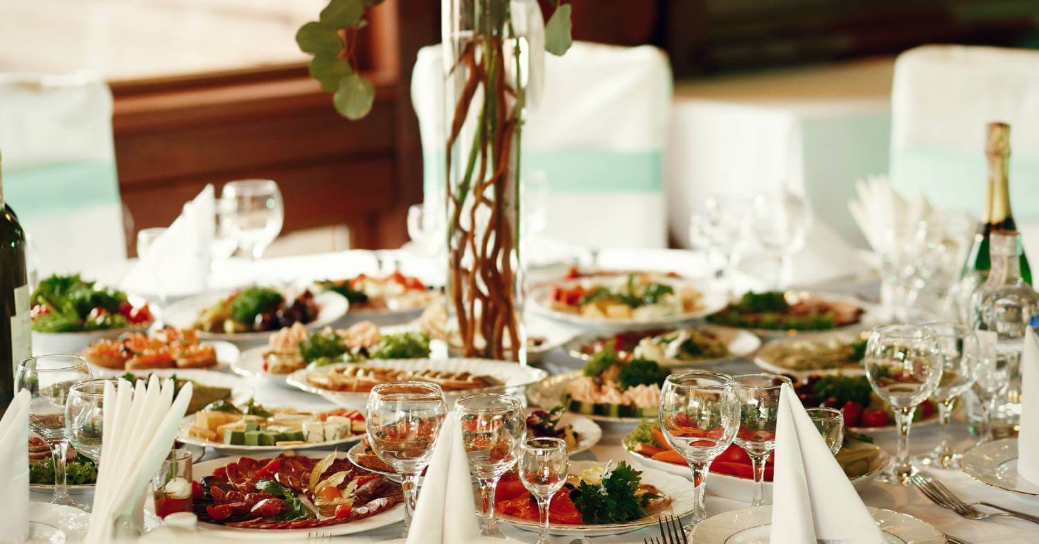 Elegantly arranged tables and decor for our catering event.